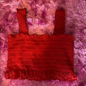 Red Ruffle Crop Top